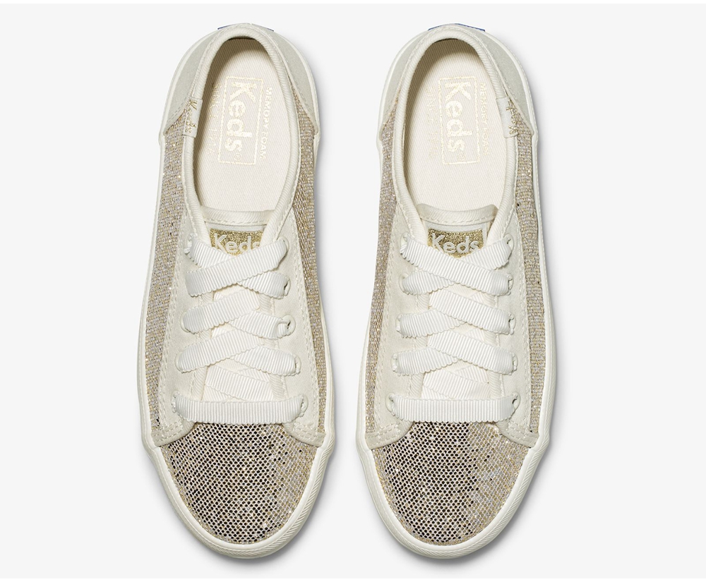 Keds Kids Sneakers White - Kickstart Metallic Sparkle - 947FBMVDO